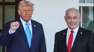 נשיא ארה״ב, דונלד טראמפ, וראש הממשלה, בנימין נתניהו בבית הלבן, 5 בפברואר 2024