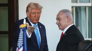 נשיא ארה״ב, דונלד טראמפ, וראש הממשלה, בנימין נתניהו בבית הלבן, 5 בפברואר 2024