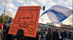 הפגנה נגד רוסיה והנשיא ולדימיר פוטין בברלין, גרמניה, 17 בנובמבר 2024