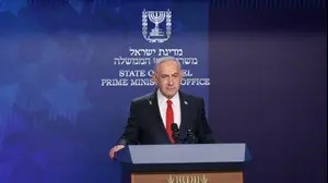 ראש הממשלה בנימין נתניהו במסיבת עיתונאים, 21 במאי 2025