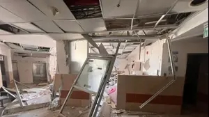 הנזק שנגרם מפגיעת טיל איראני, בית החולים סורוקה, באר שבע, 19 ביוני 2025