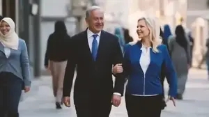 בנימין ושרה נתניהו בסרטון "עתיד איראן" בבינה מלאכותית