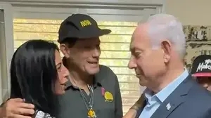 הפגישה של עינב צנגאוקר עם ראש הממשלה נתניהו ושרה נתניהו. 3 ביולי 2025