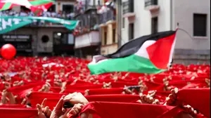 דגל פלסטין בפסטיבל סן פרמין בפמפלונה, 2025