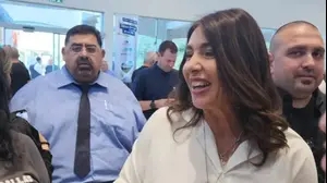מירי רגב במלון גליליון שבעמק החולה, הגיעה לארוע שבו מודיעה על הקמת מסילת רכבת לקרית שמונה. 18 באוגוסט 2025