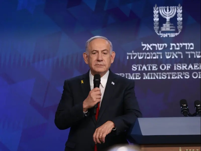 ראש הממשלה בנימין נתניהו במסיבת עיתונאים, 21 במאי 2025