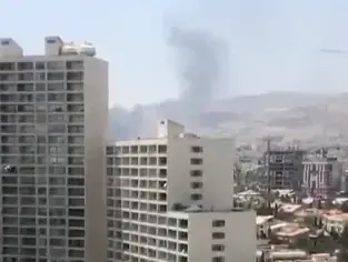 עשן שהיתמר מהבירה טהראן, מתקיפות חיל-האוויר, 16 ביוני 2025