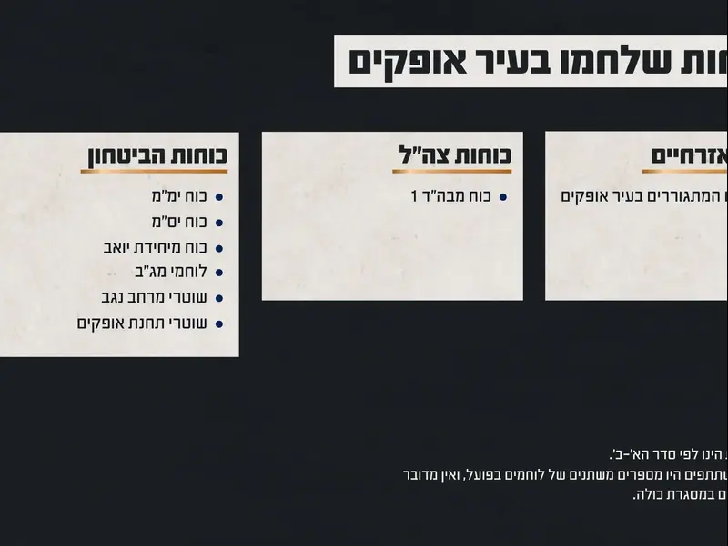 גרפיקה המציגה את הכוחות שלחמו בקרב בעיר אופקים